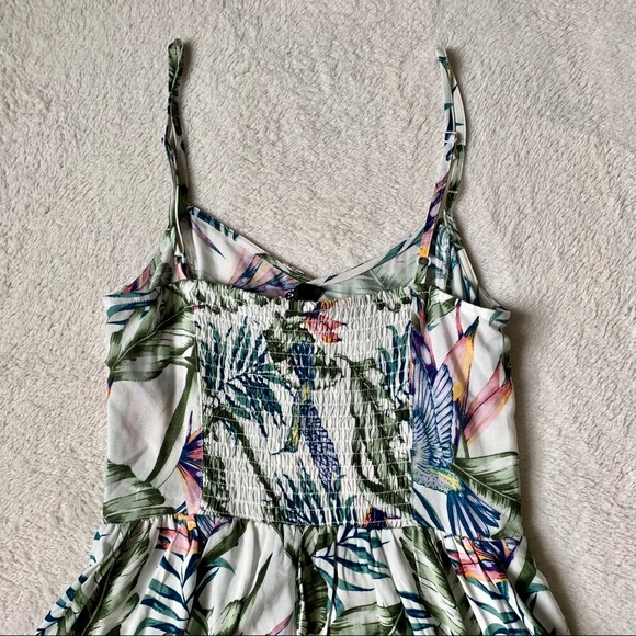 H&M divided white tropical bird mini dress size 2 - Picture 5 of 7